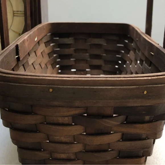 Vintage Wooden Woven Basket With Folding Handles - Picture 7 of 10